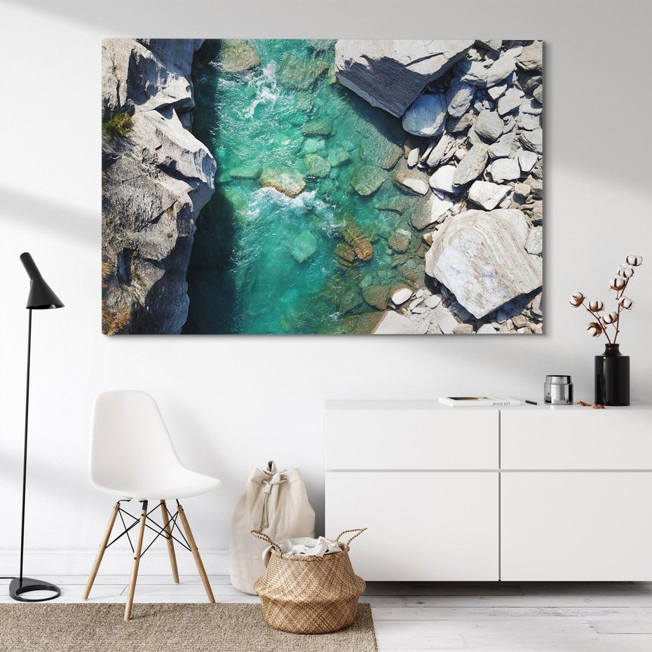 Obraz na płótnie 100x70 - Spotkanie natury i siły - rzeka, skały