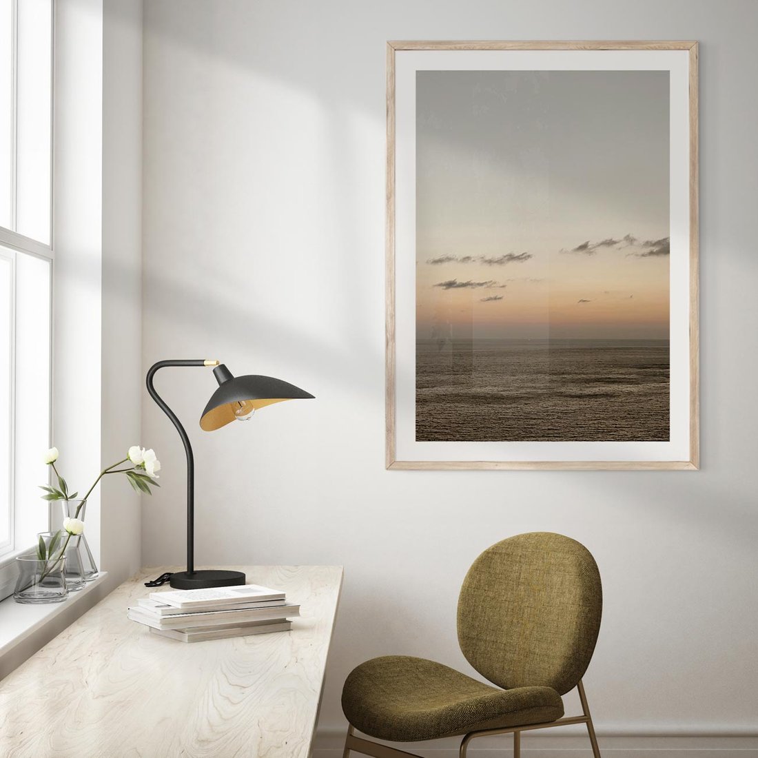 Plakat w ramie 40x50 - Chwila Romantyzmu - morze, niebo - rama drewno