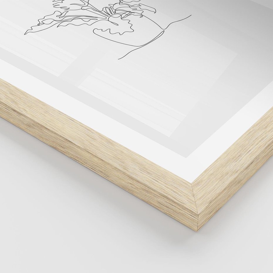 Plakat w ramie 30x40 - Rozkwitające Formy - szkic, minimalizm - rama drewno