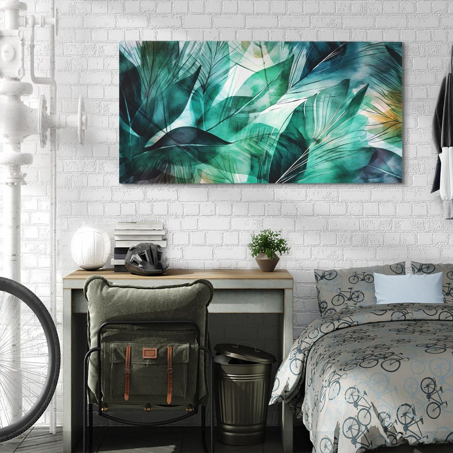 Obraz na płótnie 100x50 - Zieleń Tropików - tropikalne zielone liście palmy, monstera