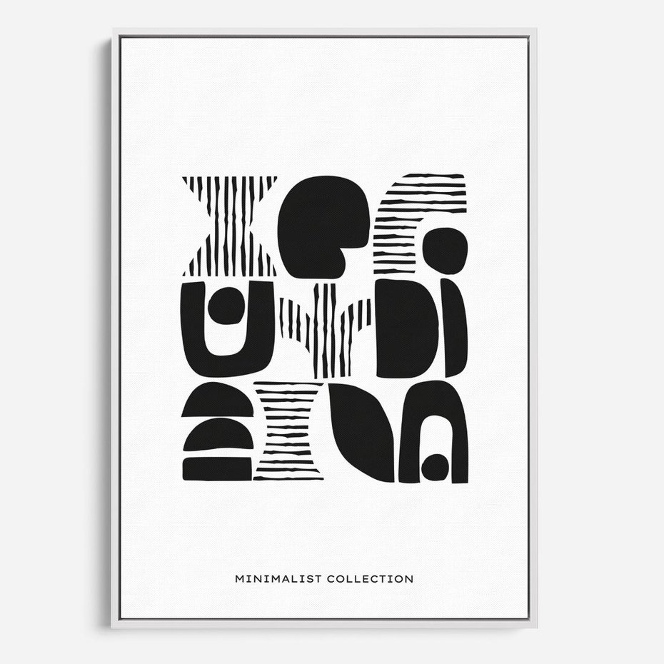 Obraz w ramie 80x120 - Taniec Dziwacznych Kresek - minimalistyczny plakat, czarno biały - rama biała