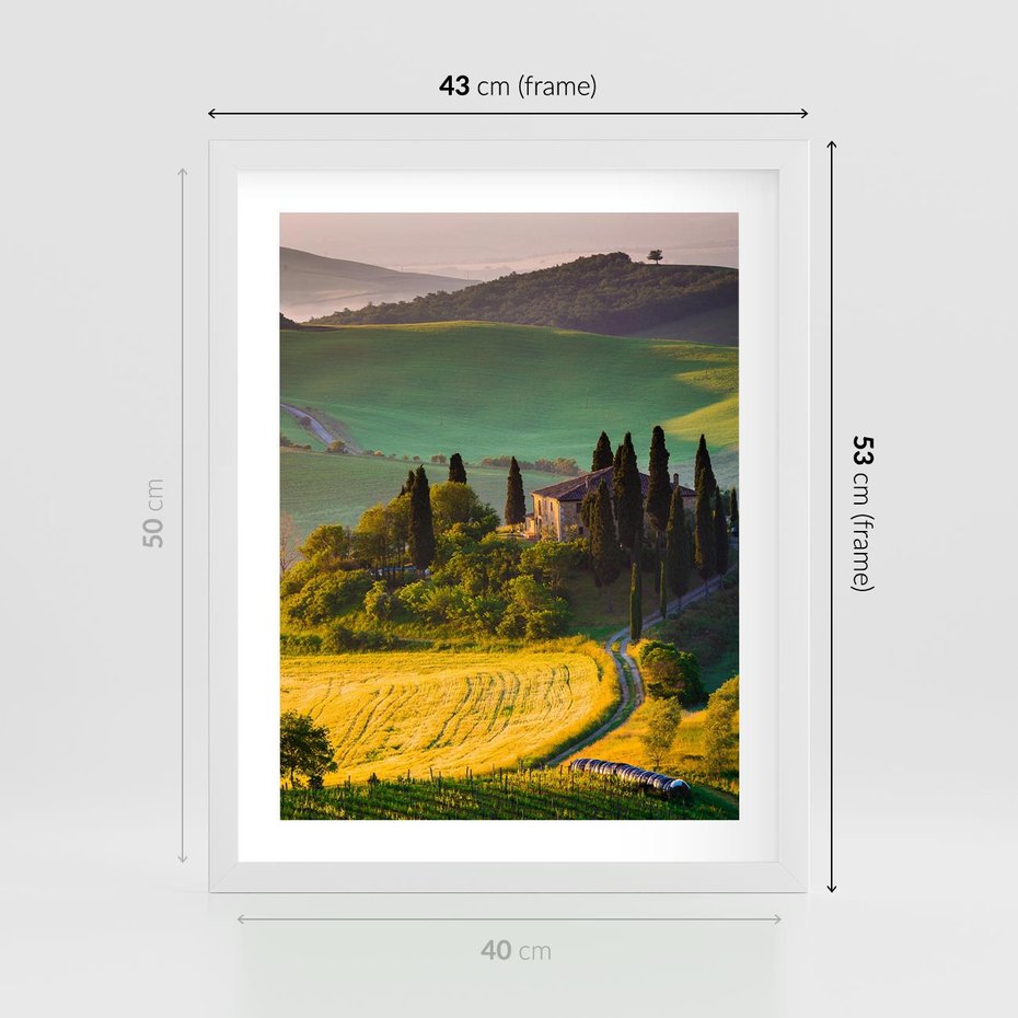 Plakat w ramie 40x50 - Pejzaż w perspektywie - pejzaż, perspektywa - rama biała