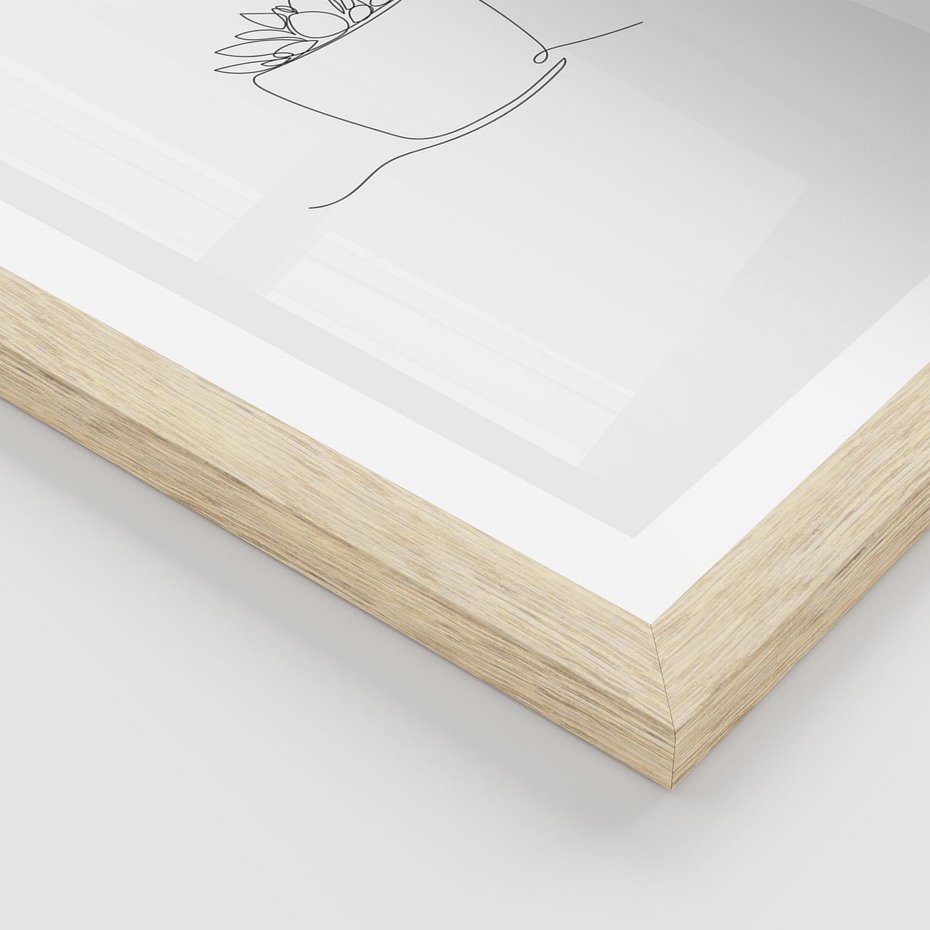 Plakat w ramie 30x40 - Rozkwitające Echa - szkic, minimalizm - rama drewno