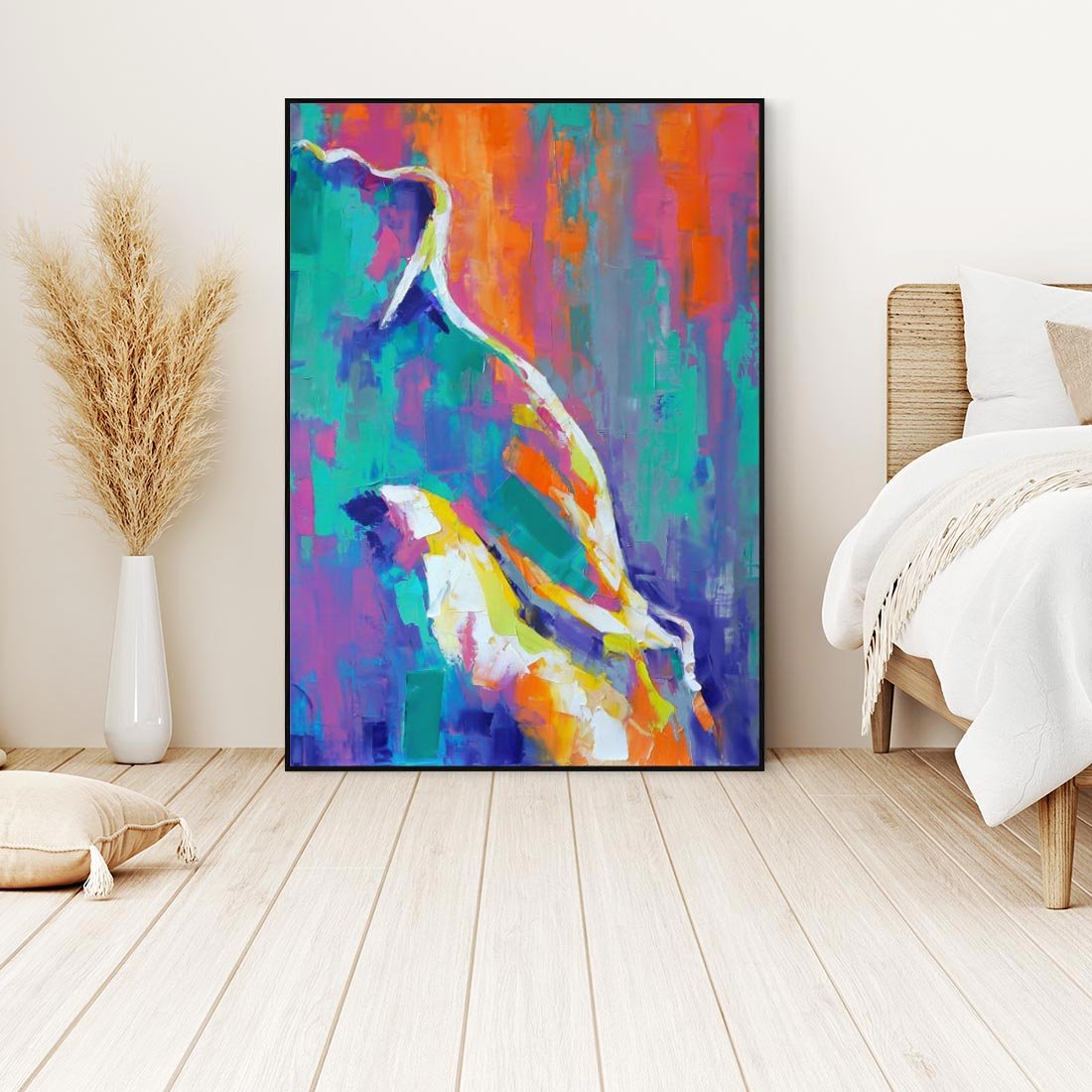 Obraz w ramie 50x70 - Olejne Wibrujące Emocje - abstrakcyjny obraz, różne kolorowe maźnięcia pędzla - rama czarna