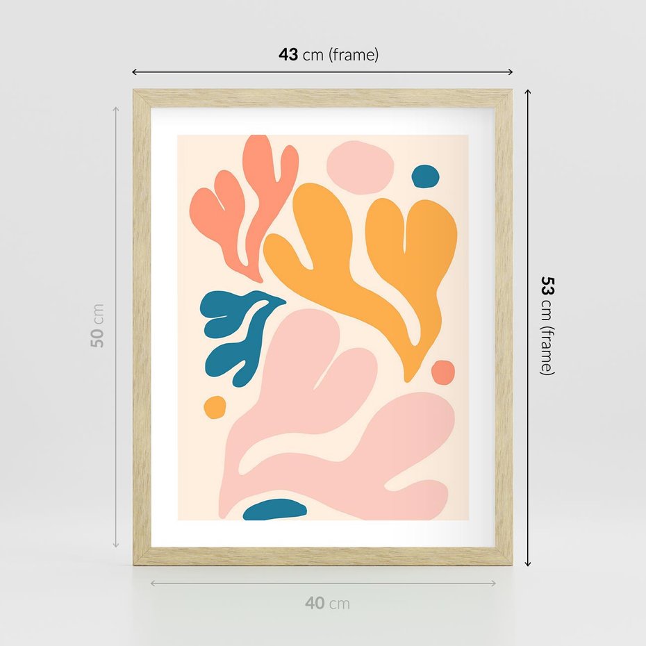 Plakat w ramie 40x50 - Granice Inspiracji - abstrakcyjne dziwne formy, nowoczesny plakat - rama drewno
