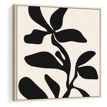 Obraz w ramie 80x80 - Wibracje Akwarelowych Ścieżek - abstrakcyjny minimalistyczna kwiat, czarno biały plakat - rama drewno