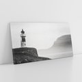 Obraz na płótnie 140x70 - Melancholia Północy - czarnobiała fotografia, nadmorska latarnia na klifie