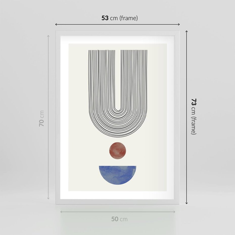 Plakat w ramie 50x70 - Rozplątane Wibracje - nowoczesny plakat, styl midcentury - rama biała