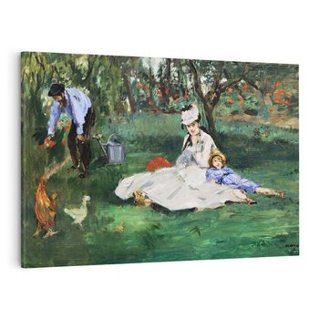 Obraz na płótnie 100x70 - Rodzina Monet w ogrodzie w Argenteuil (1874) Édouard Manet - Reprodukcja - reprodukcja, obraz na płótnie