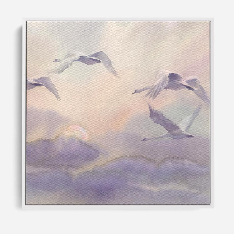 Obraz w ramie 50x50 - Ruchoma cisza widzenia - akwarela, subtelene - rama biała