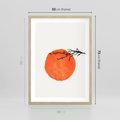 Plakat w ramie 50x70 - Słońce i Gałązka - pomarańczowe słońce, gałązka - rama drewno