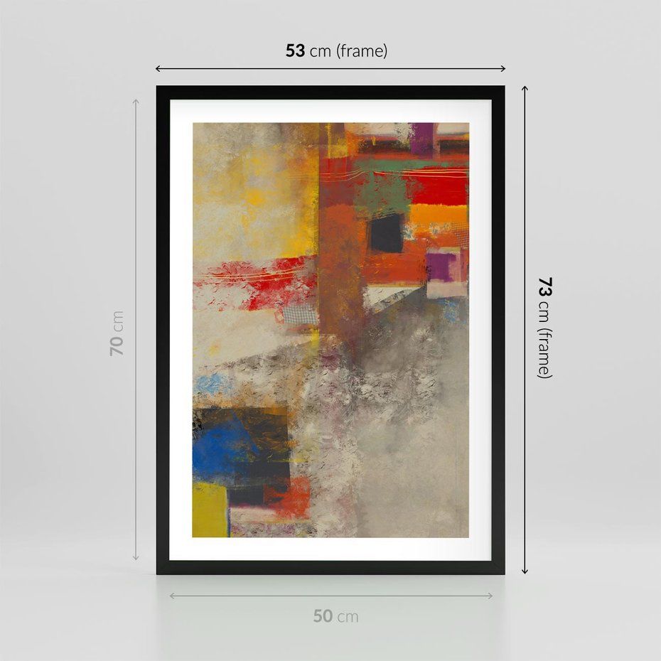 Plakat w ramie 50x70 - Abstrakcja olejna - kształty i kolory - abstrakcja, olejna - rama czarna