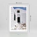 Plakat w ramie 50x70 - Santorini - Grecja błękitem malowana - Santorini, Grecja - rama biała