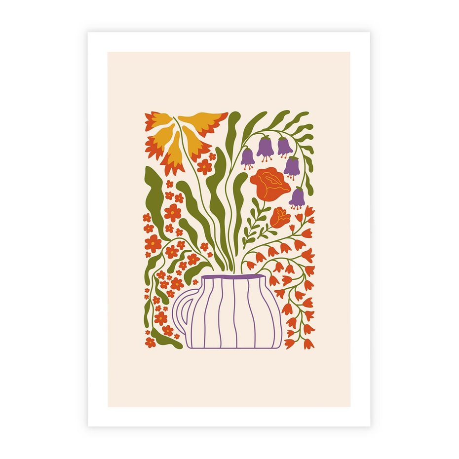 Plakat bez ramy 30x40 - Świeżość Kwiatów - kwiaty w wazonie, minimalistyczna kompozycja