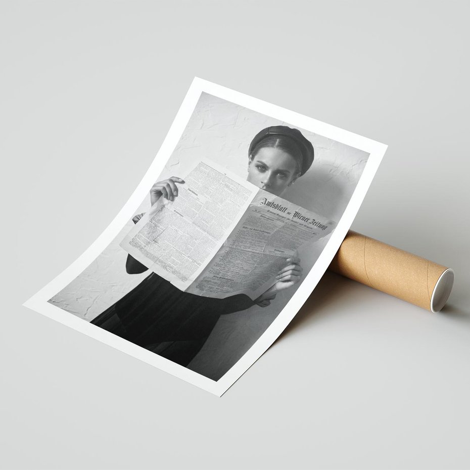 Plakat bez ramy 30x40 - Nowe Wiadomości - retro zdjęcie, czarno białe