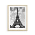 Plakat w ramie 30x40 - Nocna panorama Paryża z wieżą Eiffla - Eiffla, Paryż - rama drewno