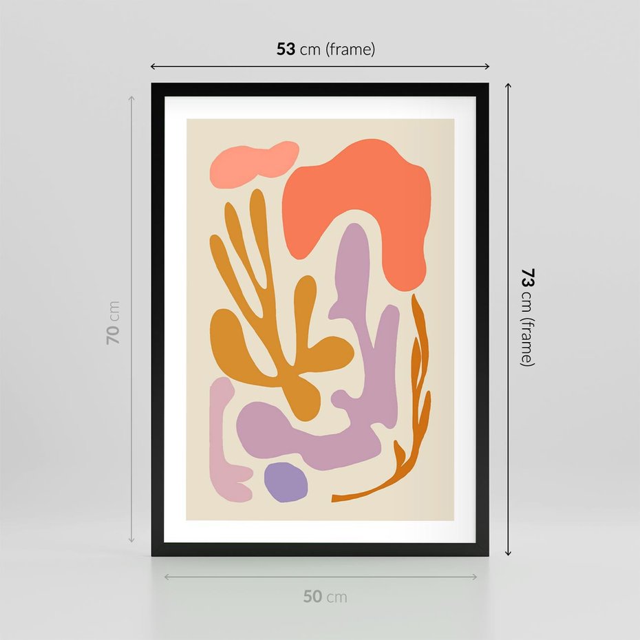 Plakat w ramie 50x70 - Ekspresjonistyczne Impulsy - abstrakcyjny obraz, pastelowe kolory - rama czarna