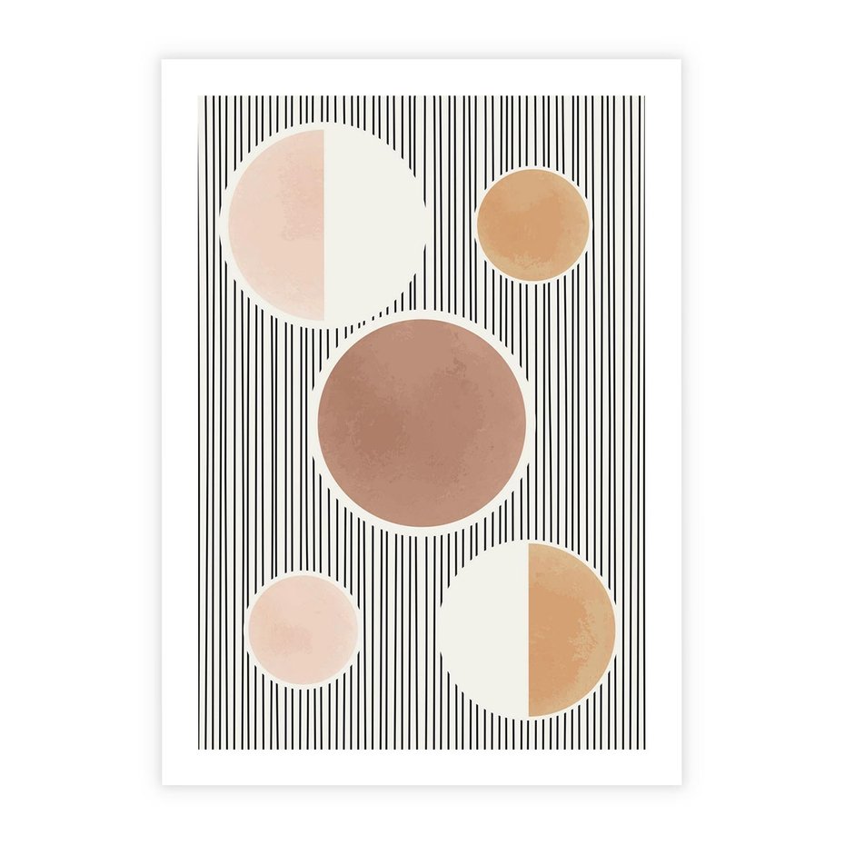 Plakat bez ramy 30x40 - Rozplątane Granice - abstrakacyjna nowoczesna sztuka, koła okręgi