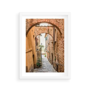 Plakat w ramie 40x50 - Magiczna podróż w głąb miasta - uliczka, perspektywa - rama biała