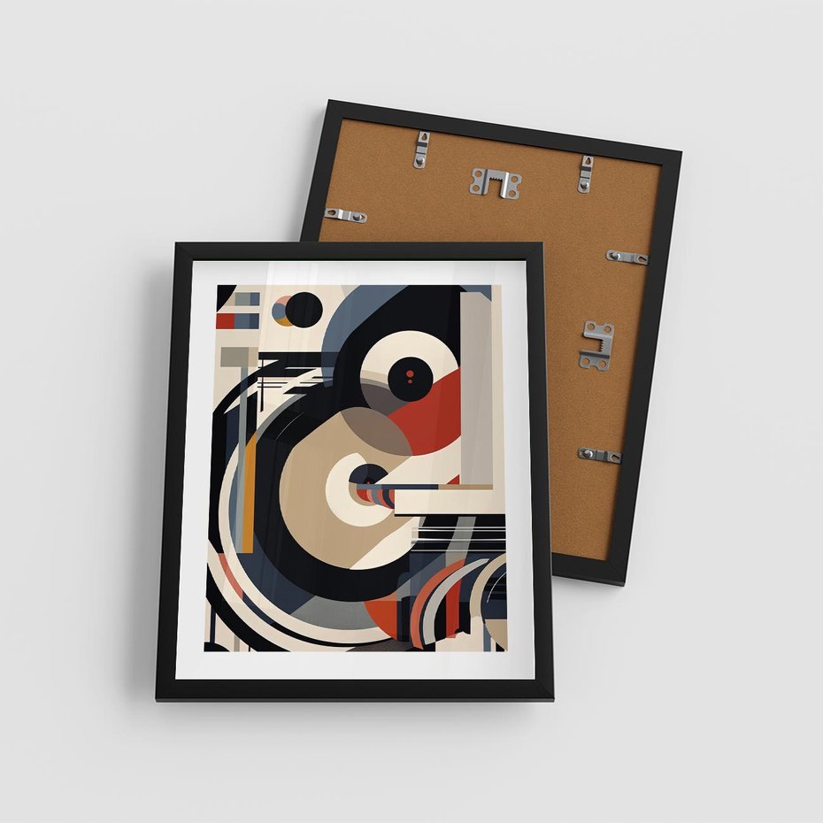 Plakat w ramie 40x50 - Wibracje Marzeń - abstrakcyjny obraz, geometryczne koła - rama czarna