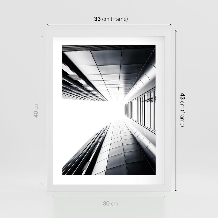 Plakat w ramie 30x40 - Architektura o Prostych Formach - architektura, proste formy - rama biała