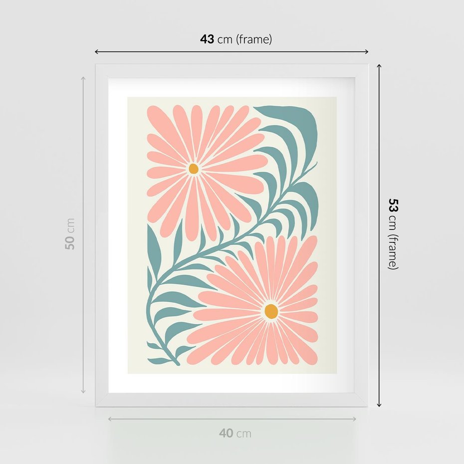 Plakat w ramie 40x50 - Kształtując Marzenia - kwiaty, sztuka nowoczesna - rama biała