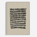 Obraz w ramie 70x100 - Energetyczne Pulsacje Nowości - boho plakat, czarne kropki kreski - rama biała