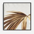 Obraz w ramie 50x50 - Egzotyczny Blask - złote, liście - rama czarna