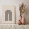 Obraz w ramie 50x70 - Migocące Echa - abstrakcyjne linie, geometria - rama drewno