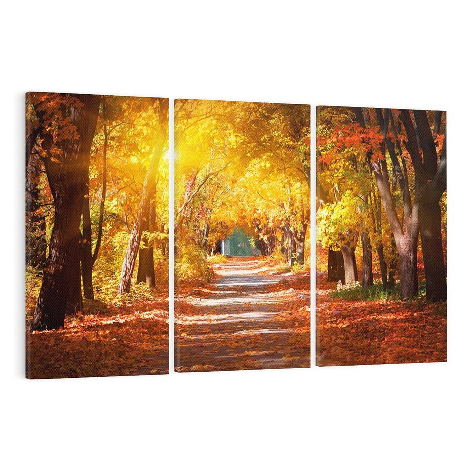 Obraz na płótnie 120x80 - Jesienna Droga: Przechadzka wśród Drzew - jesień, droga