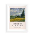 Plakat w ramie 50x70 - Pole z Cyprysami - reprodukcja obrazu, van gogh - rama biała