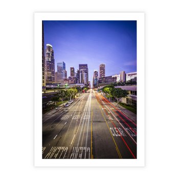 Plakat bez ramy 21x30 - Światło nocnej ulicy - miasto, nocą