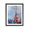 Plakat w ramie 40x50 - Paryska Wieża - olejny abstrakcyjny obraz, wieża eiffla - rama czarna