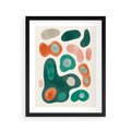 Plakat w ramie 40x50 - Kolorowe Przenikanie - przypadkowe abstrakcyjne plamy, pomarańczowy i zielony - rama czarna