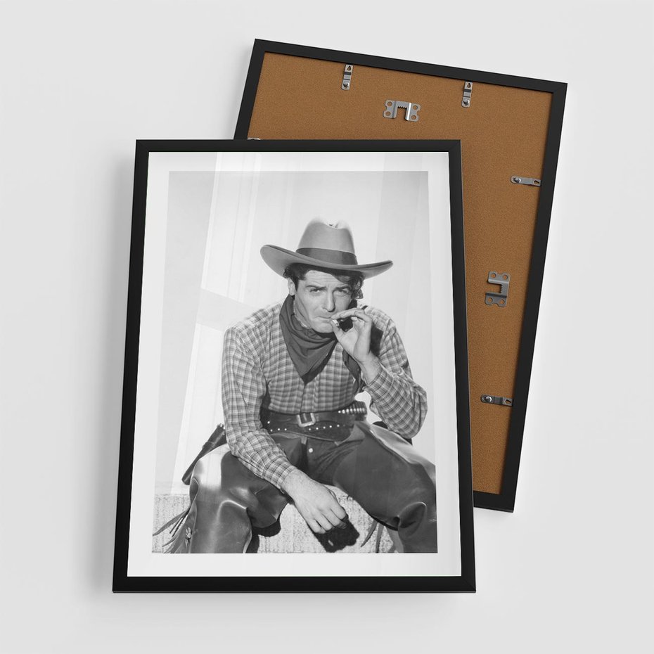 Plakat w ramie 50x70 - Dziki Zachód - retro zdjęcie, czarno białe - rama czarna