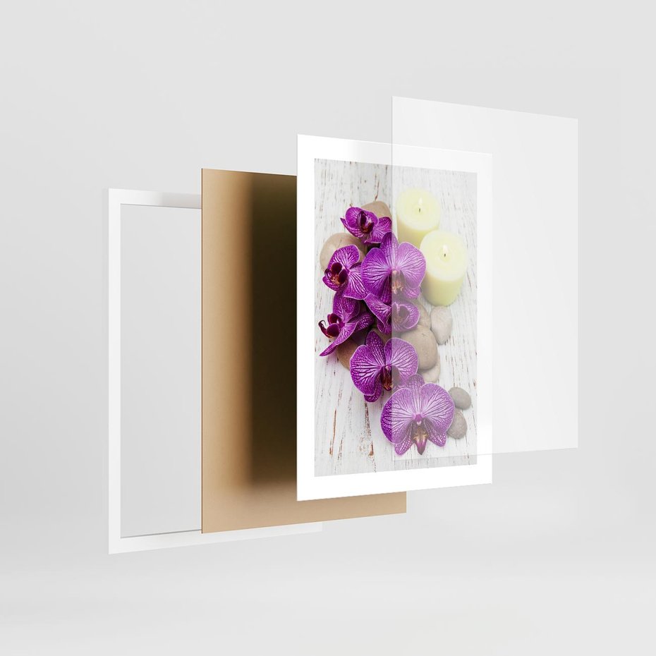 Plakat w ramie 30x40 - Relaksujące spa w otoczeniu orchidei - spa, świece - rama biała