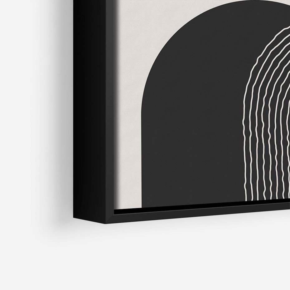 Obraz w ramie 50x70 - Przenikająca Rzeczywistość - abstrakcyjna kompozycja, okręgi i półokręgi - rama czarna