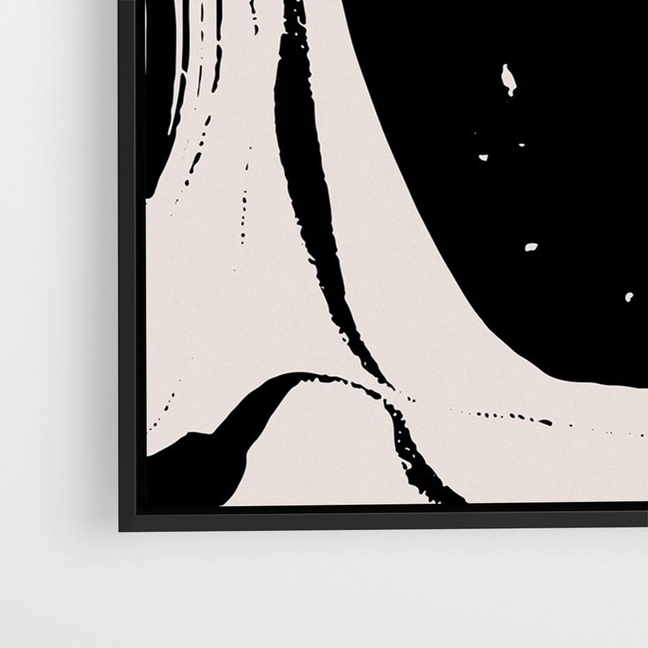 Obraz w ramie 50x70 - Wibracje w ciemnościach duszy - czarno biała abstrakcja, nieregularne rozmyte linie - rama czarna