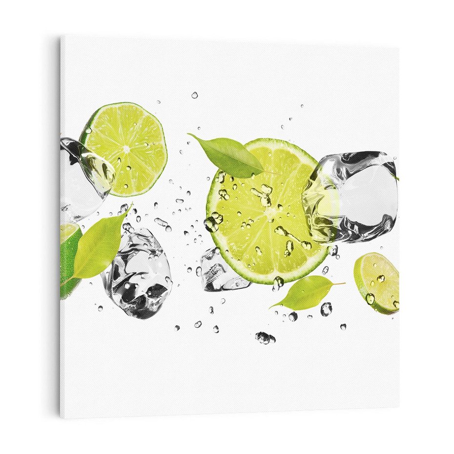 Obraz na płótnie 70x70 - Ekscentryczne limonki z wodą - limonki, woda