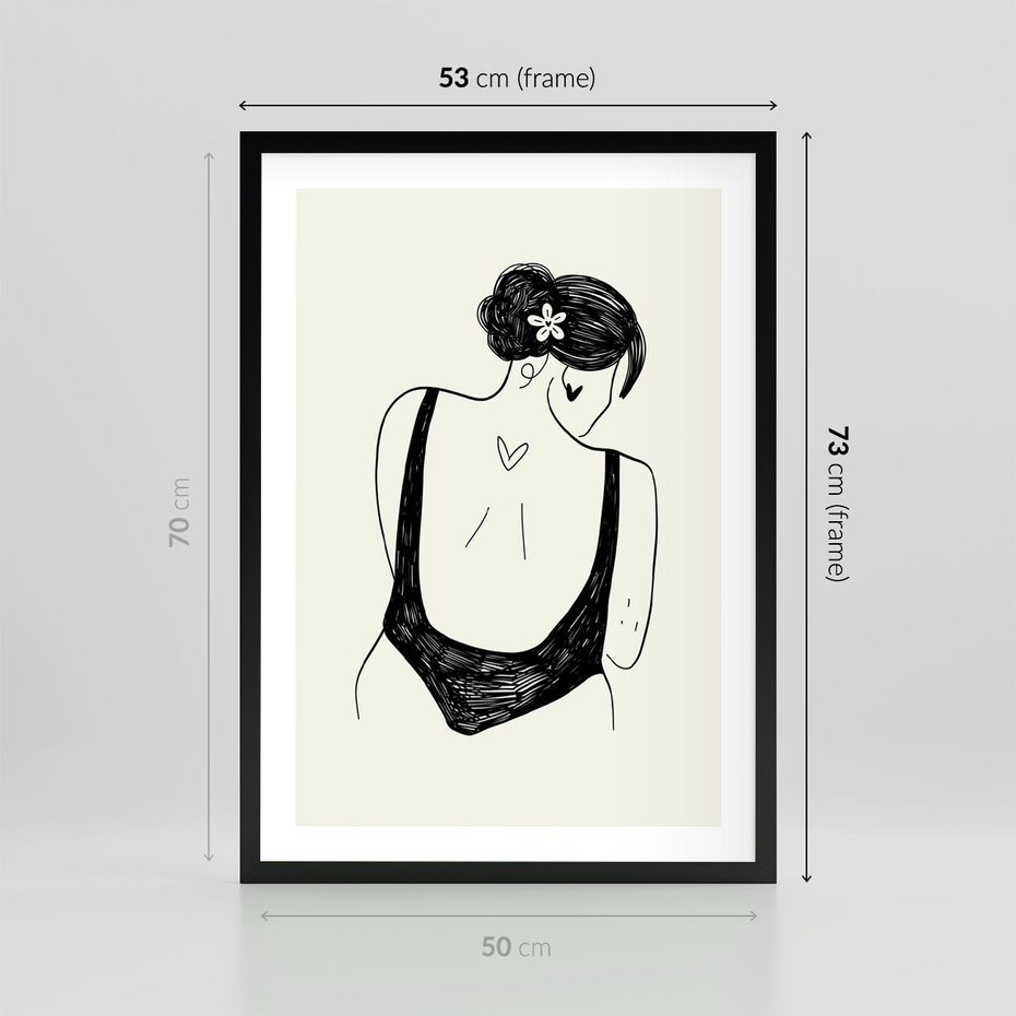 Plakat w ramie 50x70 - Echa Piękna - piękno kobiecego ciała, kobieta - rama czarna