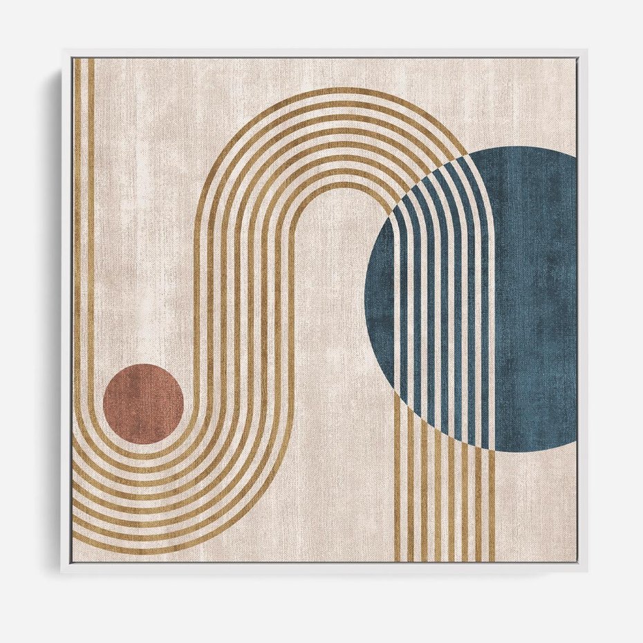 Obraz w ramie 80x80 - Melodia ukrytych snów - retro grafika, styl mid-century - rama biała