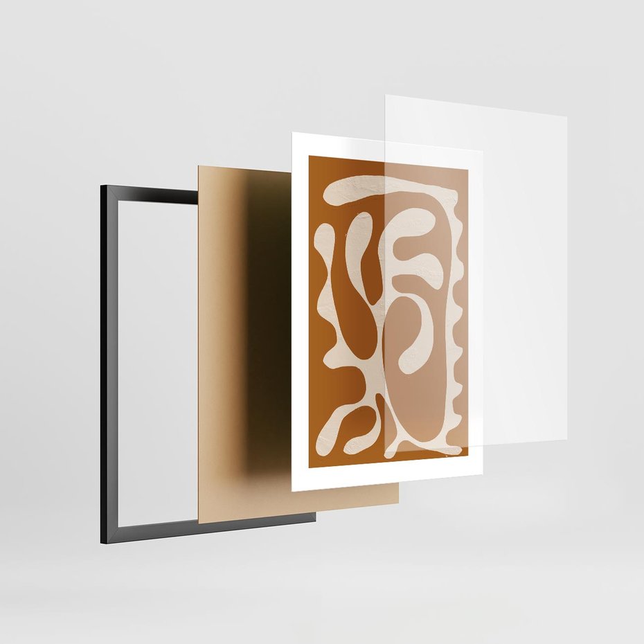 Plakat w ramie 30x40 - Wnętrza Akwarelowej Wyobraźni - abstrakcyjny obraz, plakat - rama czarna