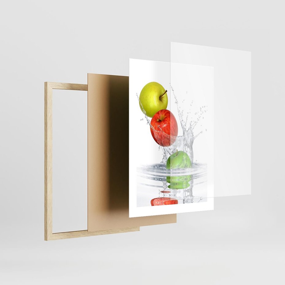 Plakat w ramie 30x40 - Jabłkowa Fantazja - owoce, jabłka - rama drewno