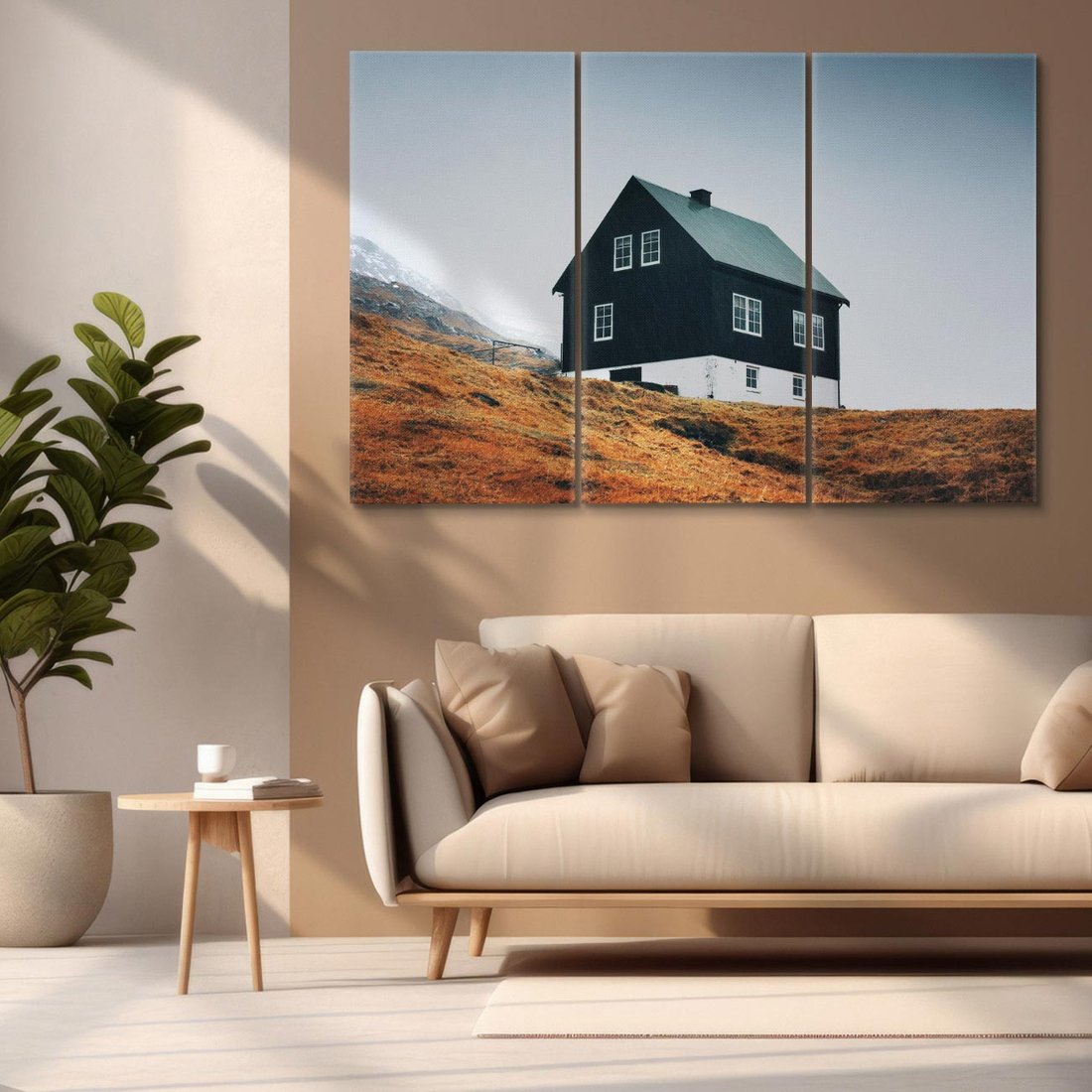 Obraz na płótnie 120x80 - Ciepło i Przytulność - skandynawski, domek