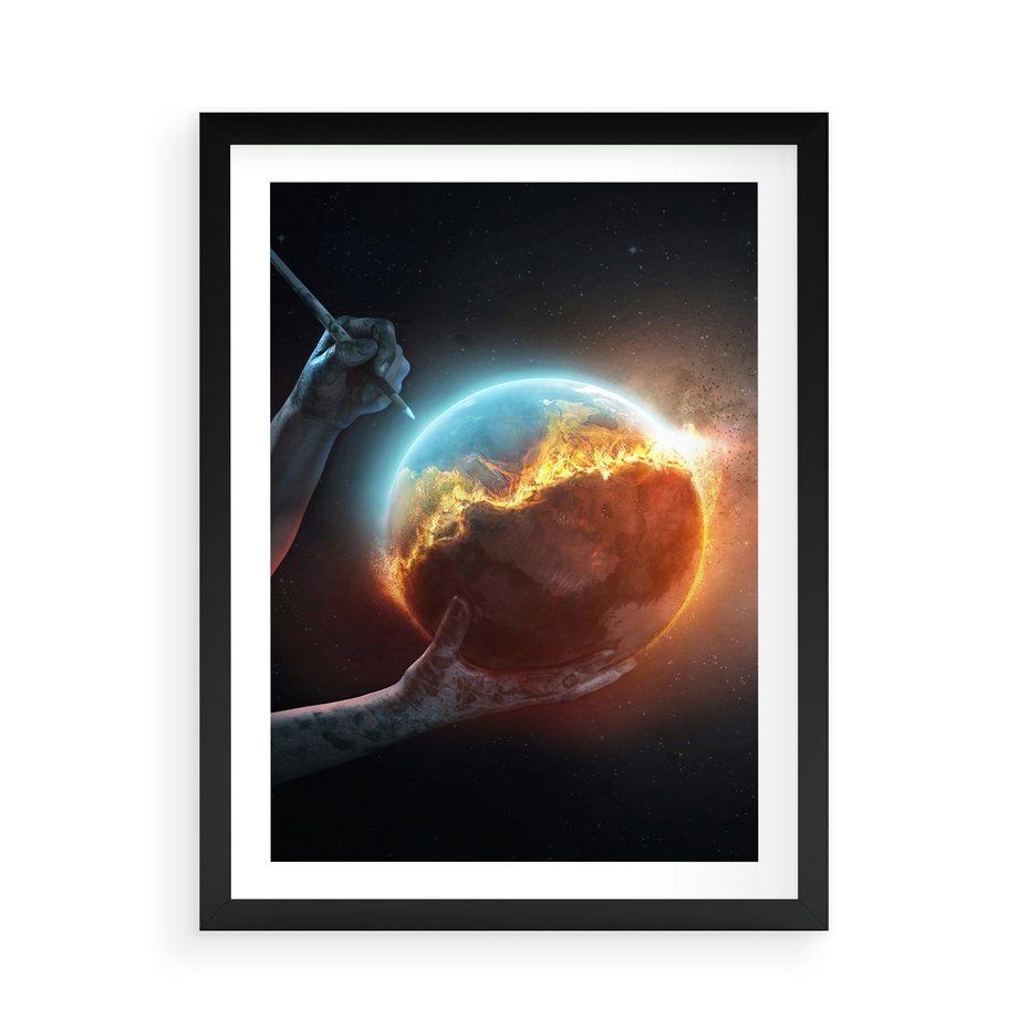 Plakat w ramie 50x70 - Nieznane przestrzenie - planeta, kosmos - rama czarna