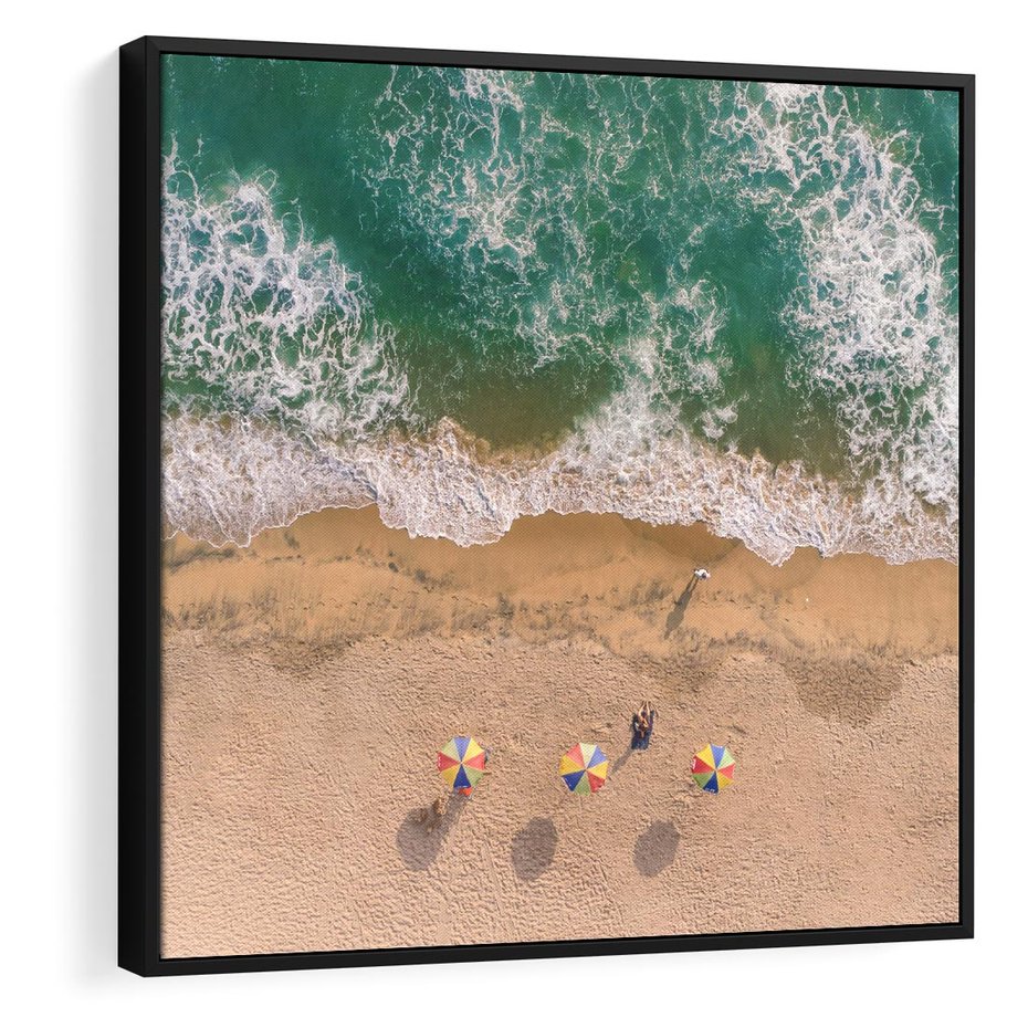 Obraz w ramie 50x50 - Letnie Wakacje na Horyzoncie - plaża, morze - rama czarna