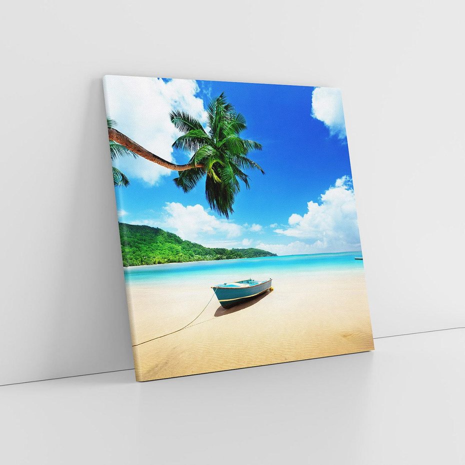 Obraz na płótnie 40x40 - Raj na plaży z palmami - plaża, palma