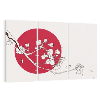 Obraz na płótnie 120x80 - Esencja Zen - kwiatnąca wiśnia, orientalna grafika