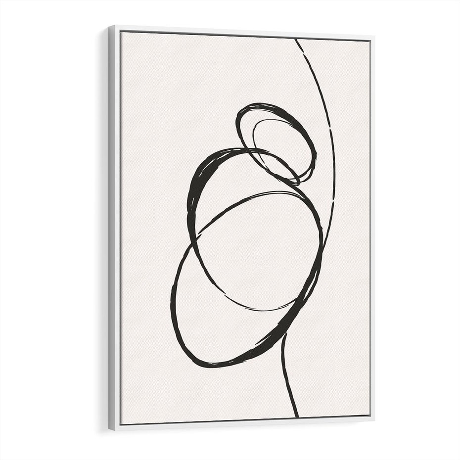 Obraz w ramie 70x100 - Modernistyczne Refleksje - abstrakcyjne szkicowane linie, minimalizm - rama biała