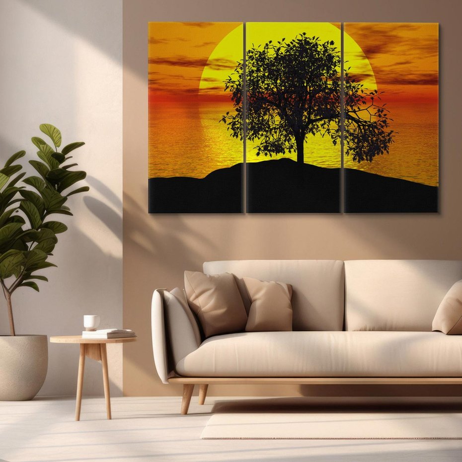 Obraz na płótnie 120x80 - Drzewo - Zachód słońca - drzewo, zachód słońca